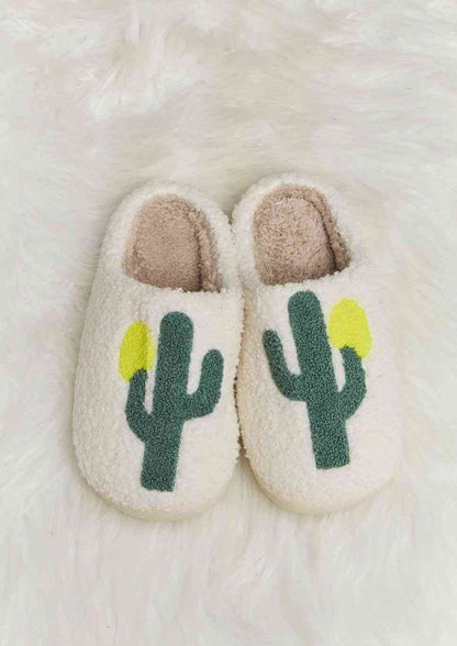 MELODY CACTUS PLUSH SLIDE SLIPPERS in Ivory 