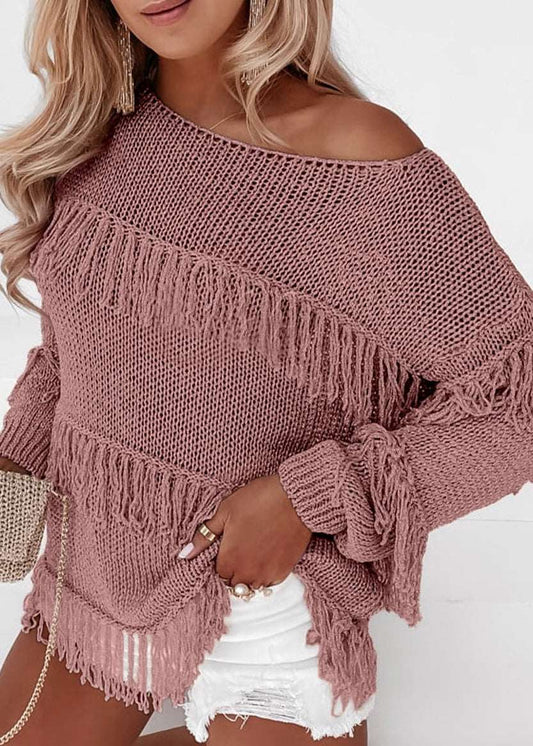 Fringe Detail Long Sleeve Sweater