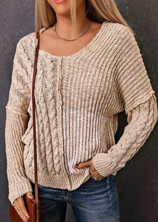 Cable-Knit Exposed Seam Sweater