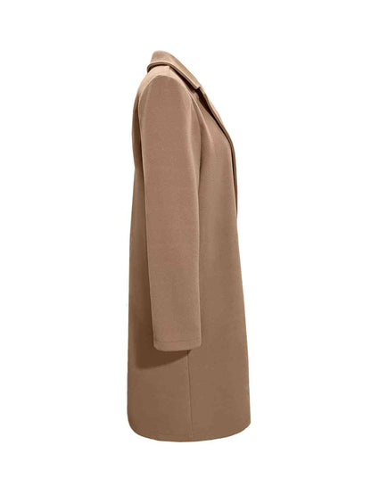 CLASSIC BUTTON FRONT KNEE LENGTH COAT in Camel
