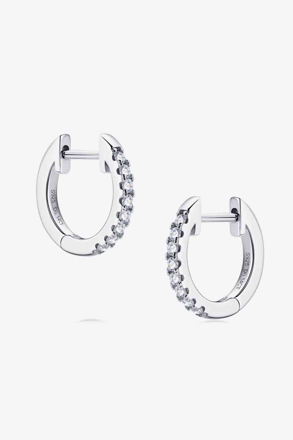 MOSSANITE & 925 STERLING SILVER OR 18K GOLD PLATED HUGGIE EARRINGS