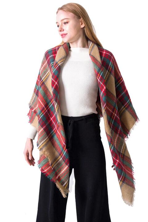 PLAID FAUX CASHIMERE OVERSIZED SCARF in Multiple Color Combinations
