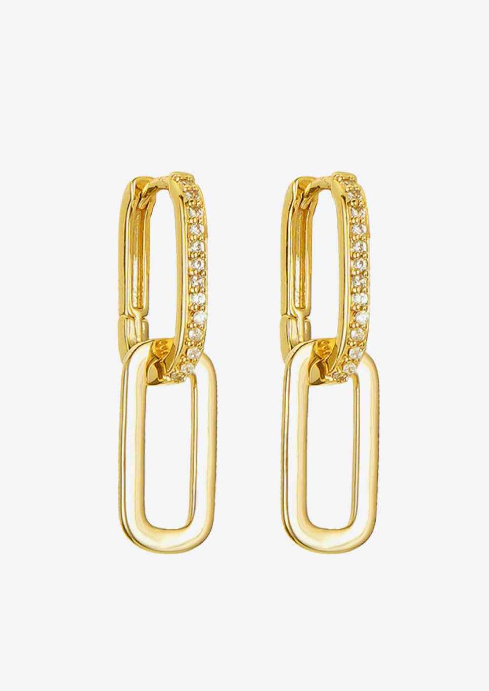 gold or silver plated cubic zirconia link earrings