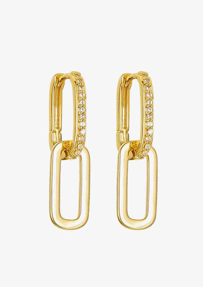 gold or silver plated cubic zirconia link earrings