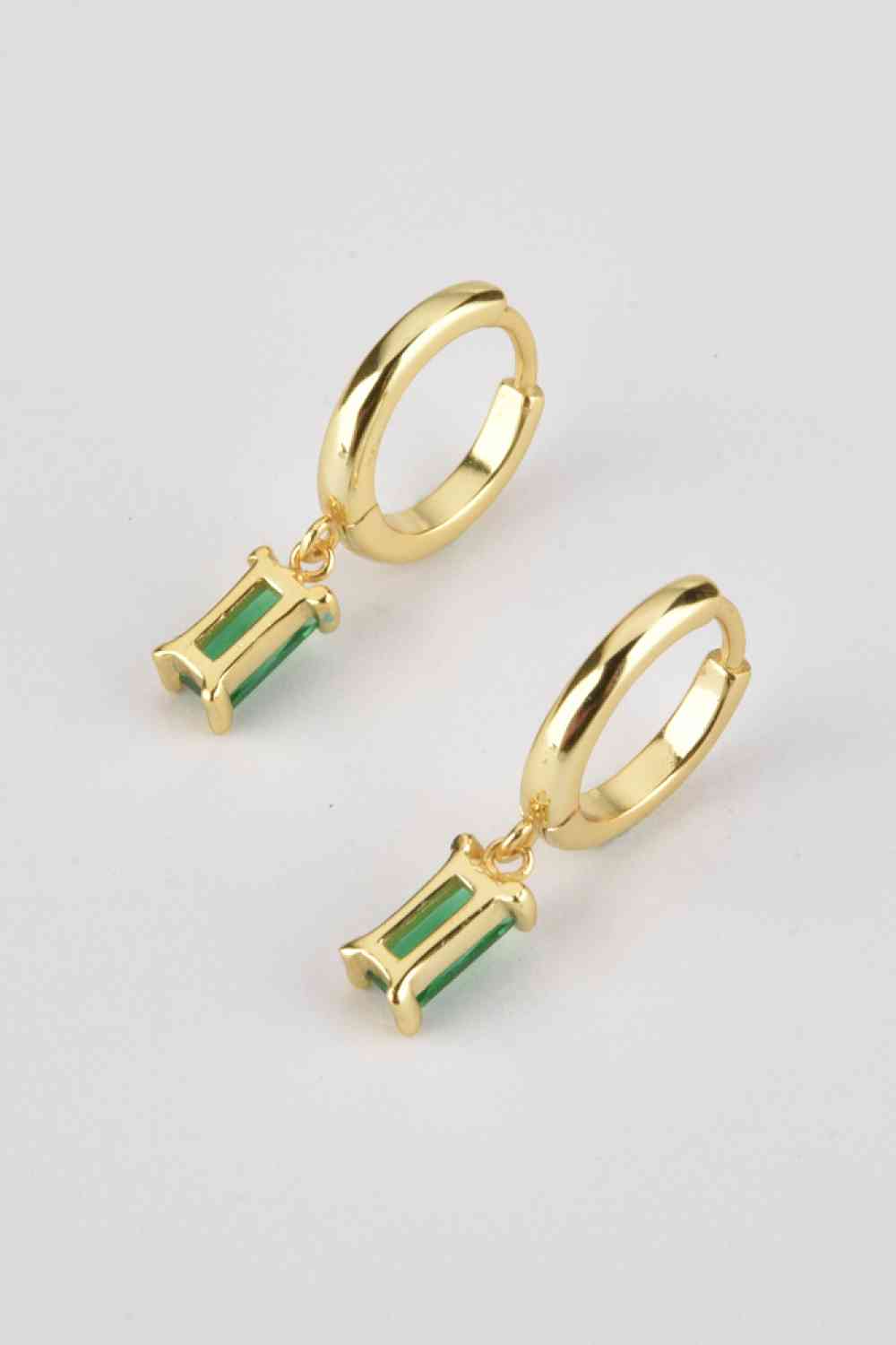 ZIRCON and STERLING SILVER HUGGIE DROP EARRINGS in Platinum or 18K Gold plated finish