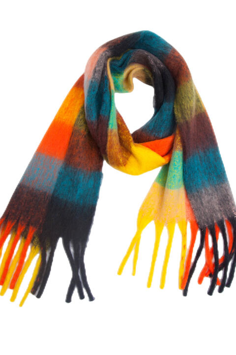 PLAID FRINGE DETAIL SCARF in Multiple Color Combinations
