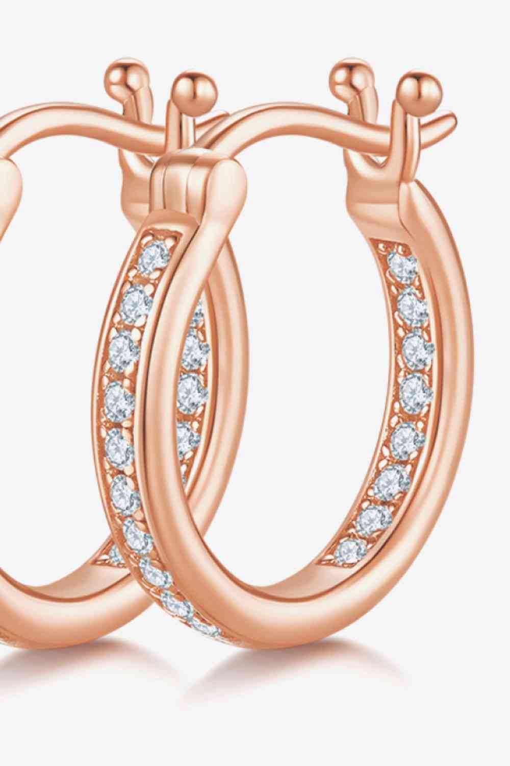 MOISSANITE ENCRUSTED SMALL HOOP EARRINGS Plated in Gold, Rose Gold or Platinum Plated