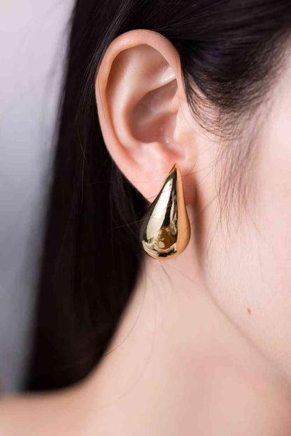BIG SIZE WATER DROP BRASS EARRINGS in Gold, Silver and Copper Plated Finishes