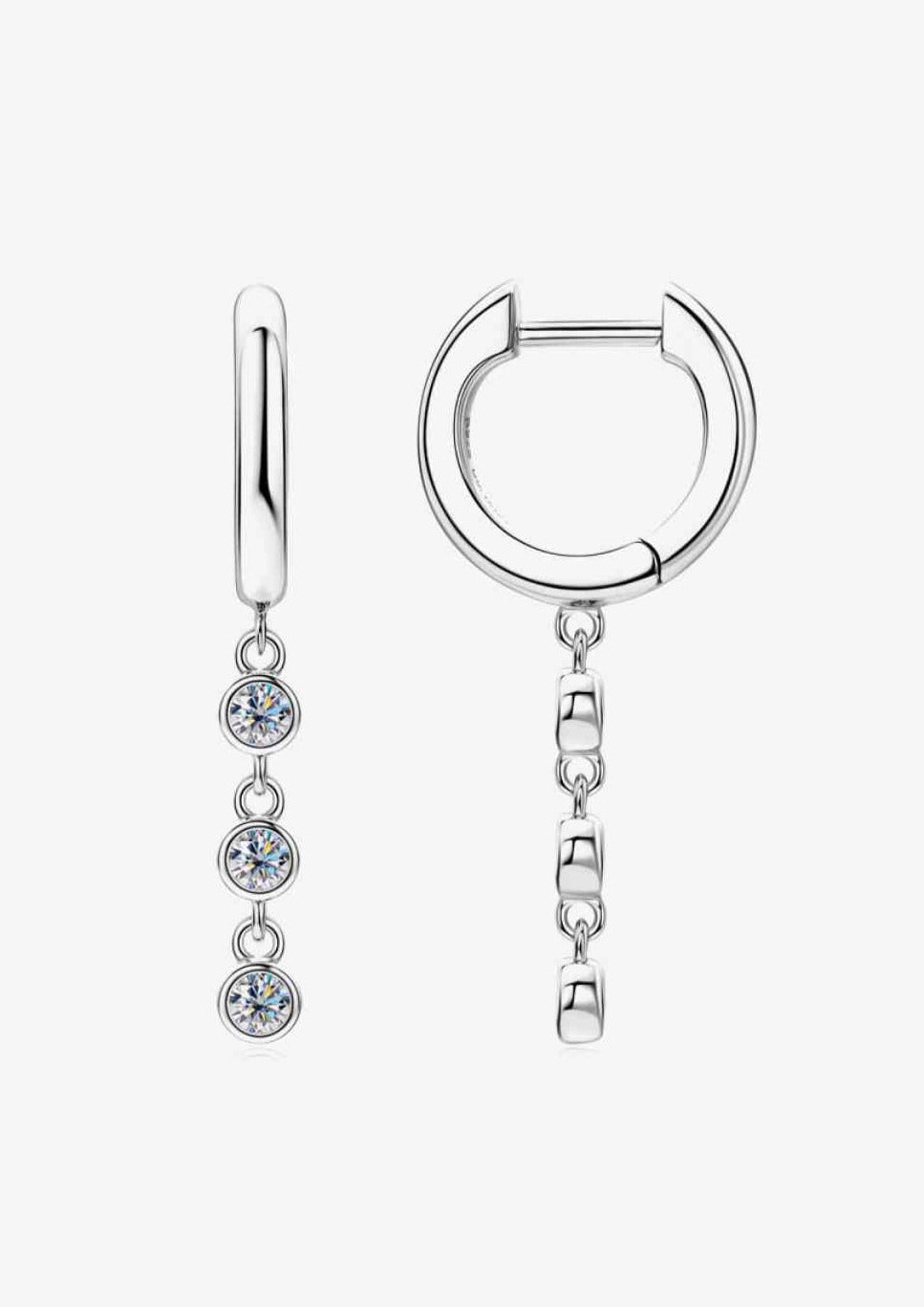 MOISSANITE DROP WITH 925 STERLING SILVER , platinum OR 18K GOLD PLATED EARRINGS 