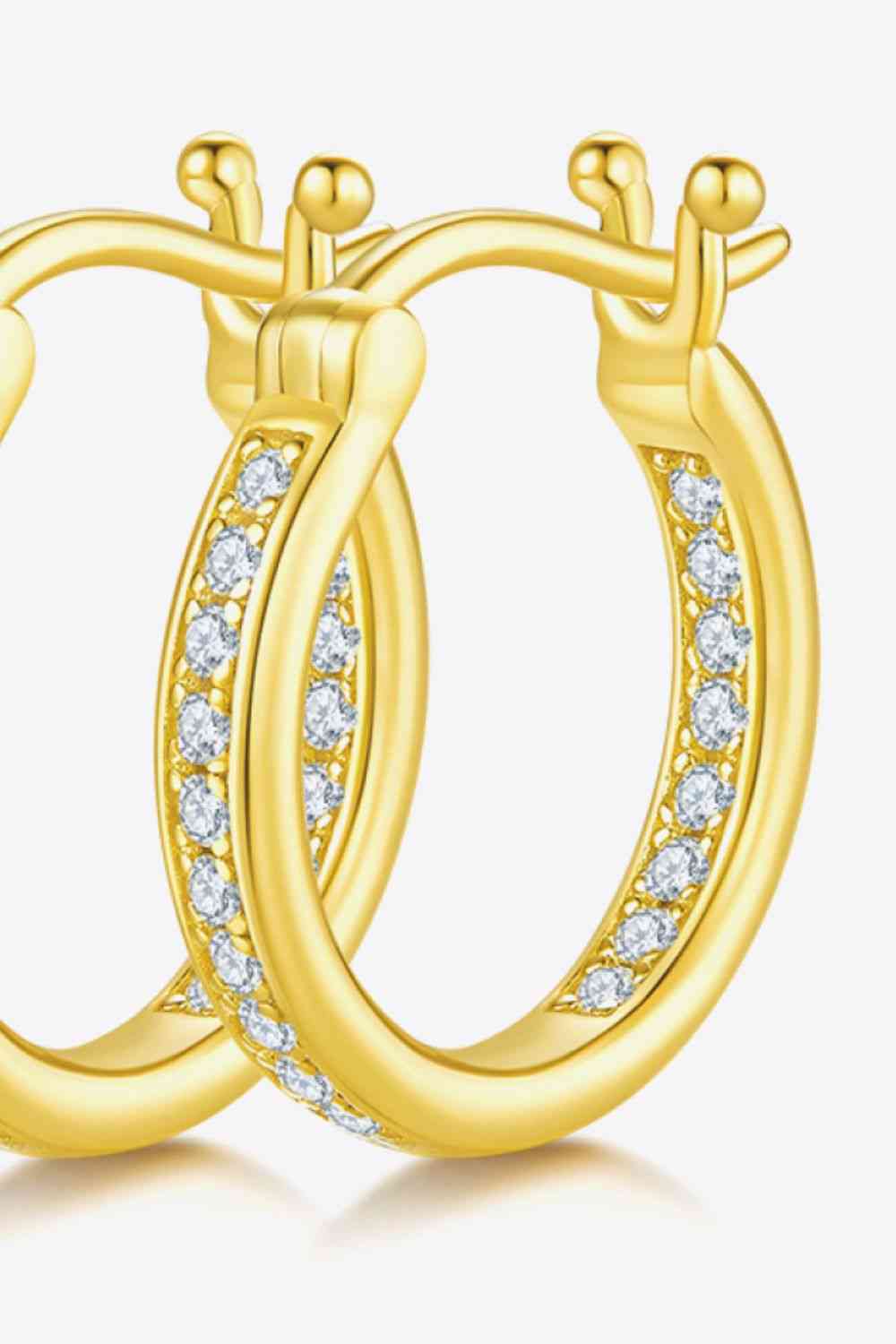 MOISSANITE ENCRUSTED SMALL HOOP EARRINGS Plated in Gold, Rose Gold or Platinum Plated