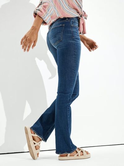 STRAIGHT LEG WASHED LOOK JEANS WITH POCKETS