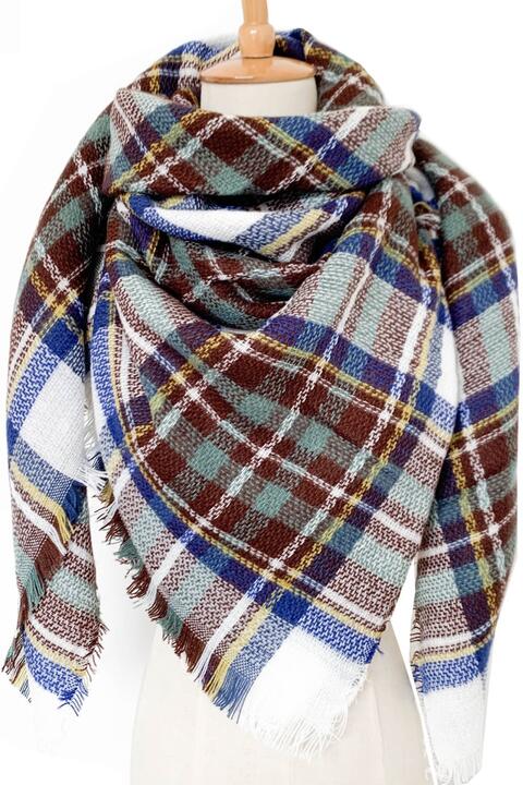 PLAID FAUX CASHIMERE OVERSIZED SCARF in Multiple Color Combinations