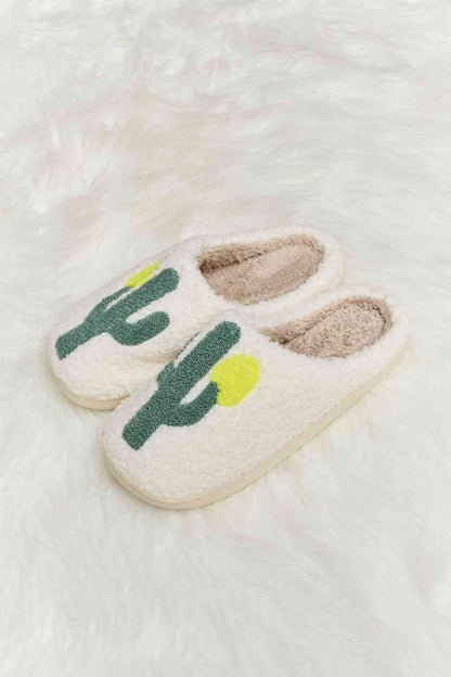 MELODY CACTUS PLUSH SLIDE SLIPPERS in Ivory