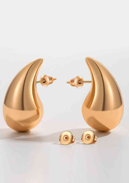 big size water drop earrings in gold silver or copper plated finishes