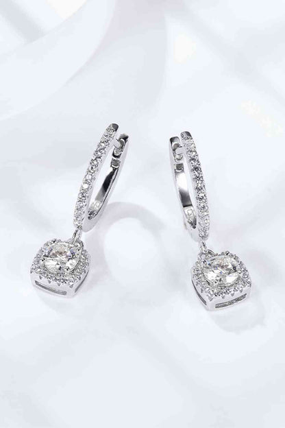 ADORED MOISSANITE HUGGIE DROP EARRINGS in Platinum Plated Sterling Silver