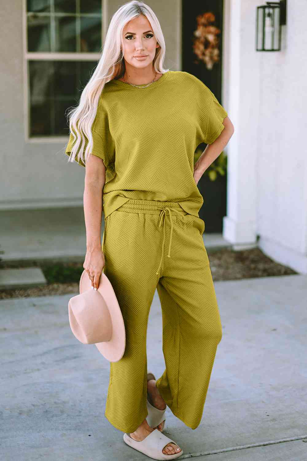 SHORT SLEEVE OVERSIZED TOP AND MATCHING PANTS LOUNGE SET in Multiple Colors