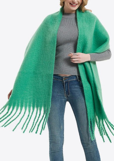 Fringe Detail Polyester Scarf in Multiple Colors