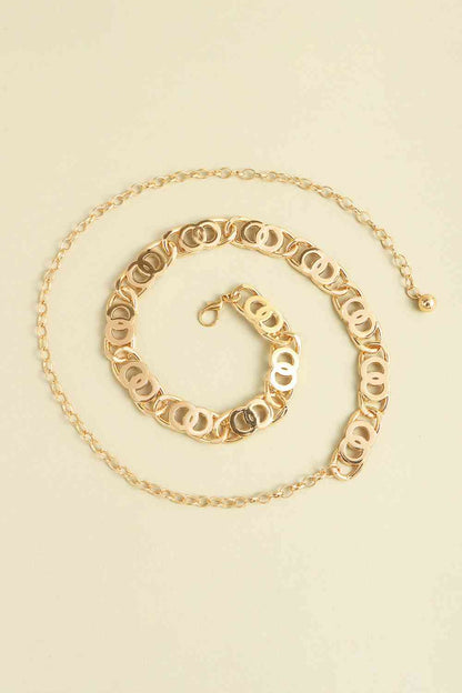 DECORATIVE CHAIN LOBSTER CLASP BELT in Silver or Gold Tone Finish