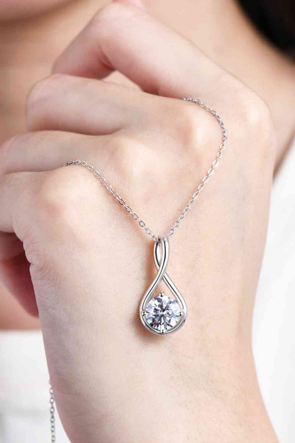 2 CARAT MOISSANITE PLATINUM PLATED STERLING SILVER NECKLACE