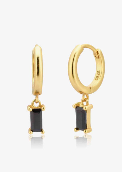 zircon hoop and drop earrings in gold and silver with multiple stone color options