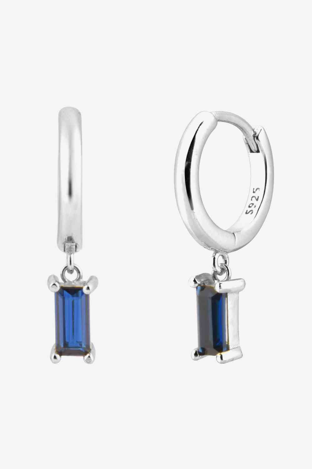 ZIRCON and STERLING SILVER HUGGIE DROP EARRINGS in Platinum or 18K Gold plated finish