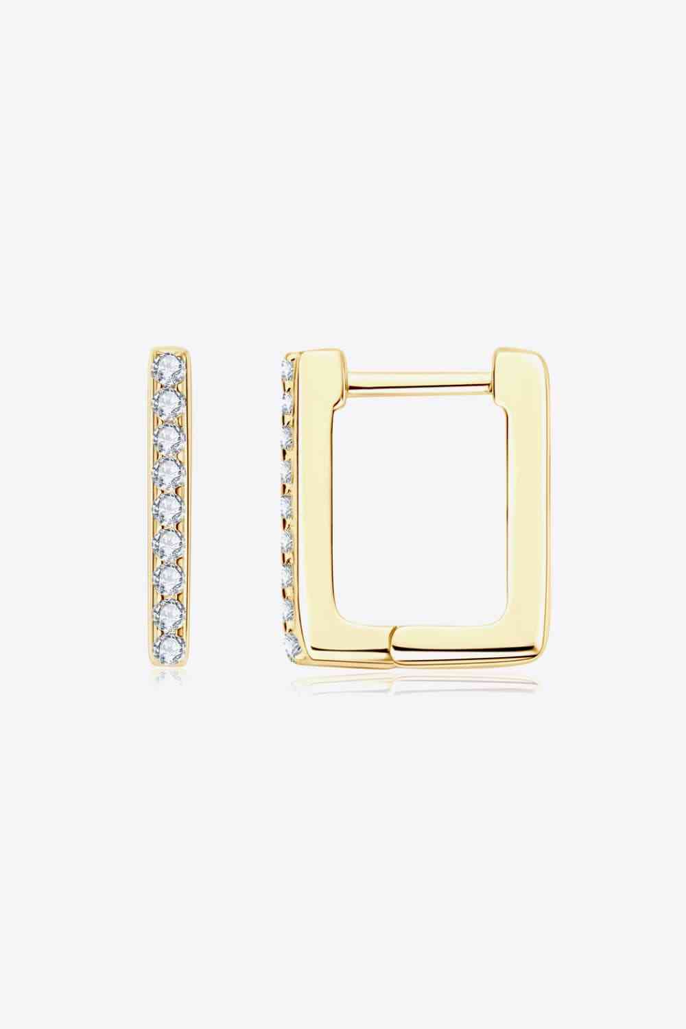 SQUARE HOOP MOISSANITE & 925 STERLING SILVER or GOLD PLATED EARRINGS