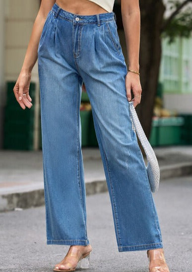HIGH WAISTED WIDE LEG JEANS in Medium Blue