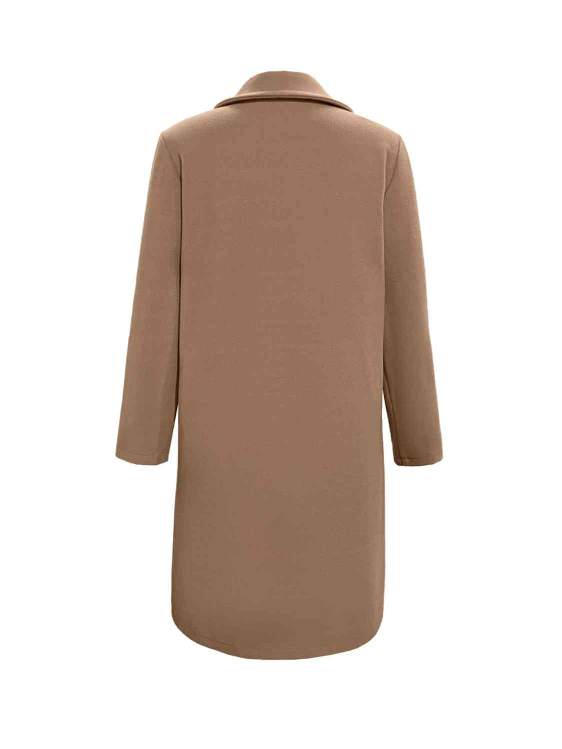 CLASSIC BUTTON FRONT KNEE LENGTH COAT in Camel