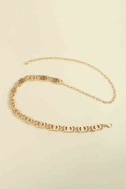 DECORATIVE CHAIN LOBSTER CLASP BELT in Silver or Gold Tone Finish