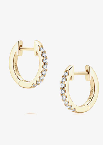 MOSSANITE & 925 STERLING SILVER OR 18K GOLD PLATED HUGGIE EARRINGS 