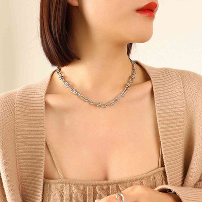 CHUNKY SHORT CHAIN NECKLACE  in Gold Plated Finish and Silver Finish