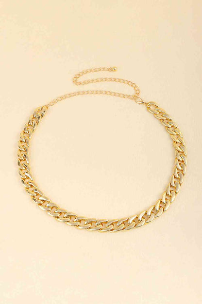 ADJUSTABLE CURB CHAIN BELT in Gold and Silver Tone Finishes
